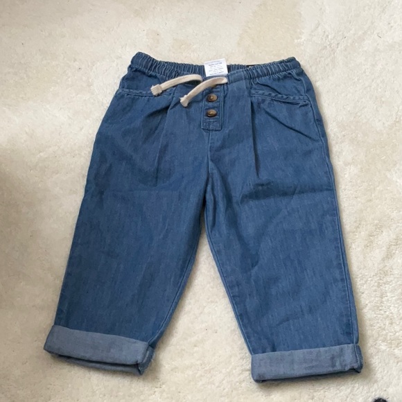 Okie Dokie cuffed med wash drawstring chambray pants. Size 9M. - Picture 1 of 8